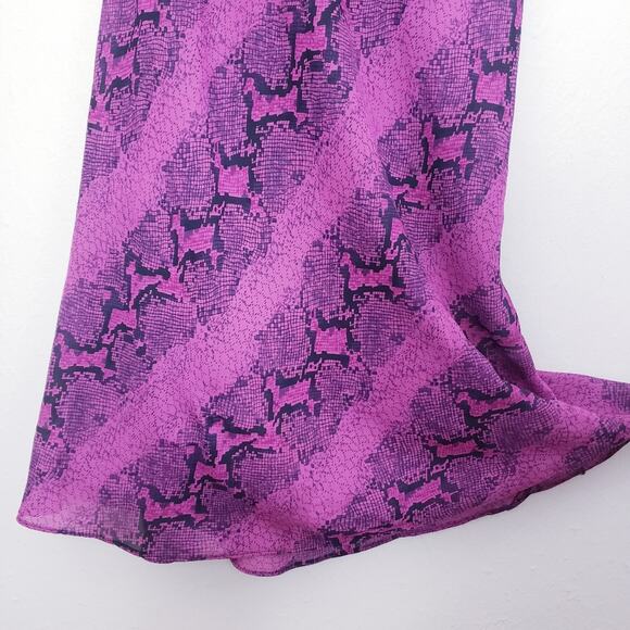Vintage 90s Jump Apparel Snakeskin Maxi Slip Dress Cowl Neck Purple Black - Picture 6 of 9